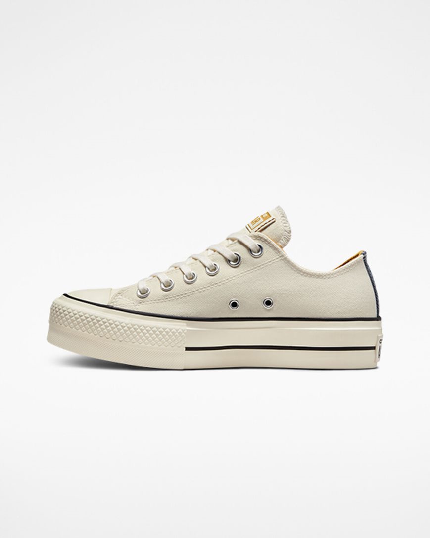 Topanky Na Platforme Converse Chuck Taylor All Star Lift Denim & Platene Nizke Damske Béžové Námornícka Modrá Oranžové | SK L5KRE3